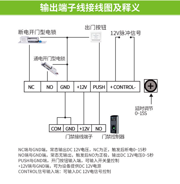 ZKTeco/熵基科技 AP105 门禁电源 门禁接线图